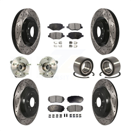 Front Rear Wheel Hub Bearings Assembly Coated Disc Brake Rotors And Semi-Metallic Pads Kit (10Pc) For Ford Edge Lincoln MKX KBB-114998 by Transit Auto
