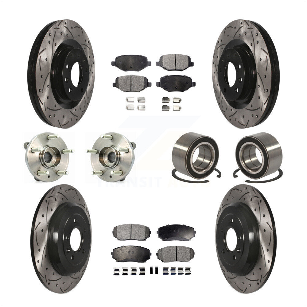 Front Rear Wheel Hub Bearings Assembly Coated Disc Brake Rotors And Ceramic Pads Kit (10Pc) For Ford Edge Lincoln MKX KBB-115007 by Transit Auto