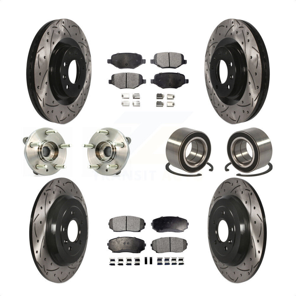 Front Rear Wheel Hub Bearings Assembly Coated Disc Brake Rotors And Ceramic Pads Kit (10Pc) For Ford Edge Lincoln MKX KBB-115007 by Transit Auto