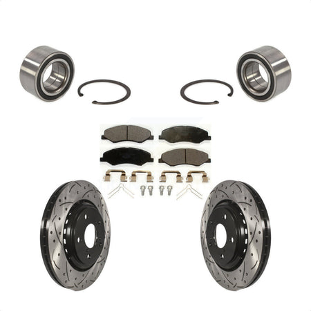 Front Wheel Bearing With Coated Drilled Slotted Disc Brake Rotors And Ceramic Pads Kit For 2018-2020 Honda Odyssey KBB-115010 by Transit Auto