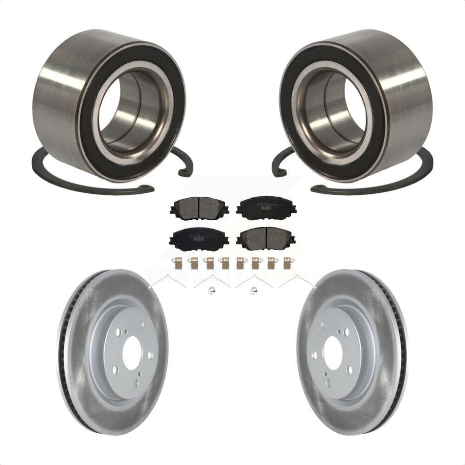 Front Wheel Bearing With Coated Disc Brake Rotors And Ceramic Pads Kit For 2018 Toyota Camry KBB-115034 by Transit Auto