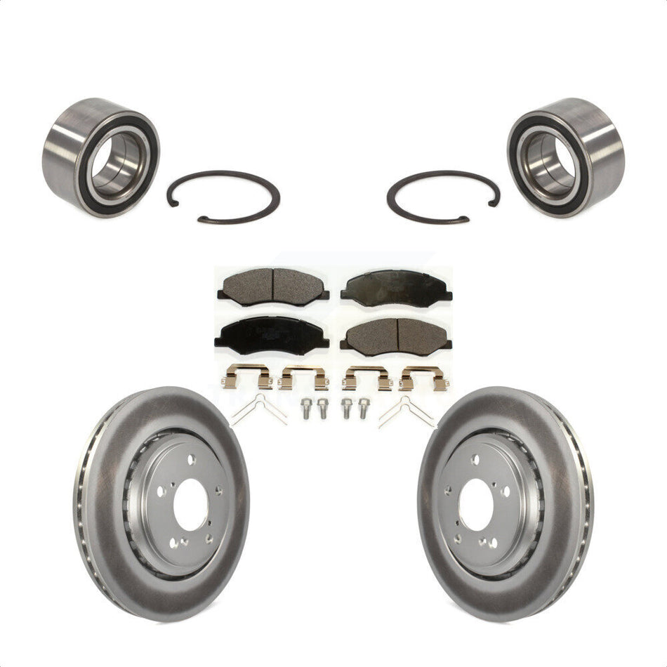 Front Wheel Bearing With Coated Disc Brake Rotors And Ceramic Pads Kit For 2018-2020 Honda Odyssey KBB-115035 by Transit Auto