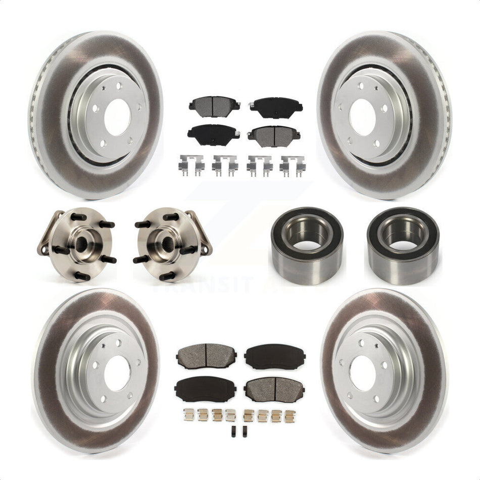 Front Rear Wheel Hub Bearings Assembly Coated Disc Brake Rotors And Semi-Metallic Pads Kit (10Pc) For 2016 Mazda CX-9 AWD KBB-115171 by Transit Auto