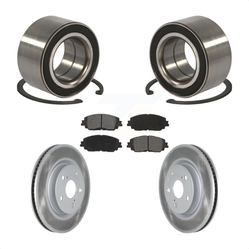 Front Wheel Bearing With Coated Disc Brake Rotors And Semi-Metallic Pads Kit For 2018 Toyota Camry KBB-115187 by Transit Auto