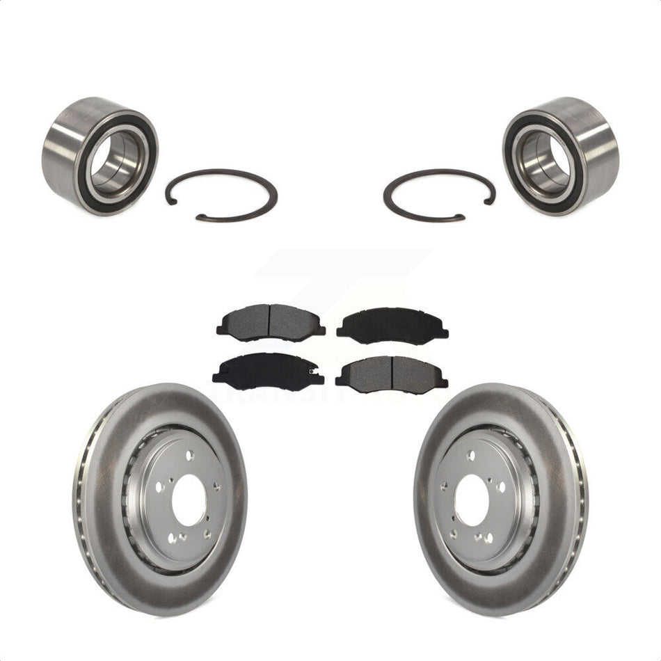 Front Wheel Bearing With Coated Disc Brake Rotors And Semi-Metallic Pads Kit For 2018-2020 Honda Odyssey KBB-115190 by Transit Auto