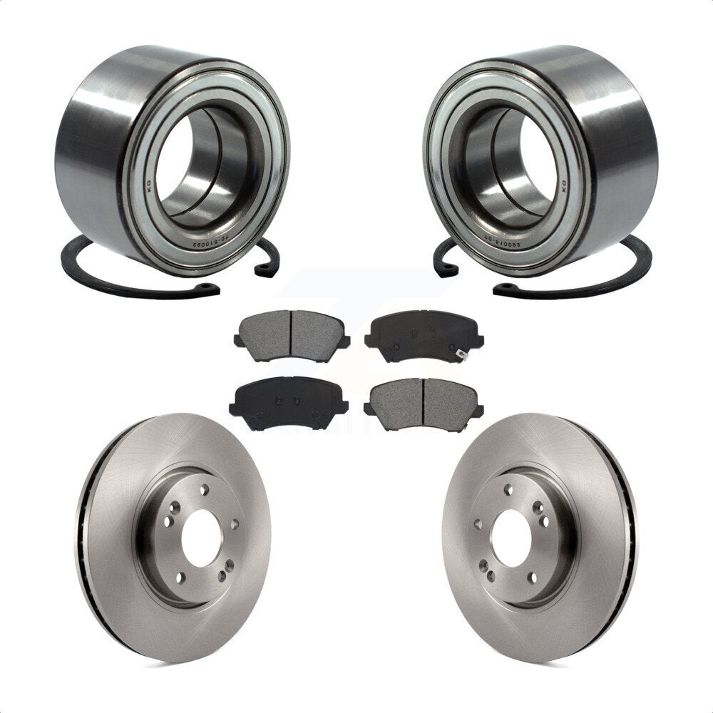 Front Wheel Bearing With Disc Brake Rotors And Semi-Metallic Pads Kit For 2016 Hyundai Veloster Tech SE KBB-115207 by Transit Auto