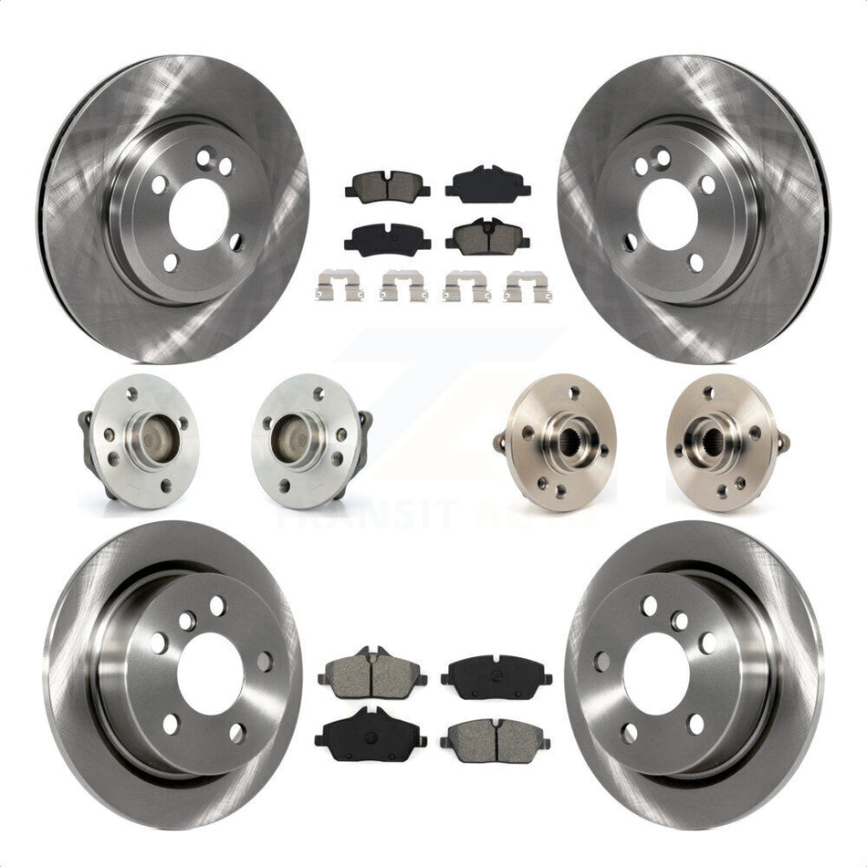Front Rear Hub Bearing Assembly Disc Brake Rotor And Semi-Metallic Pads Kit (10Pc) For 2015 Mini Cooper Convertible with 2.0L 1.5L With 280mm Diameter 4 Lug Wheels KBB-115221 by Transit Auto