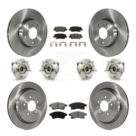 Front Rear Hub Bearings Assembly Disc Brake Rotors And Semi-Metallic Pads Kit (10Pc) For 2013-2015 Cadillac ATS AWD With 300mm Diameter Rotor KBB-115240 by Transit Auto