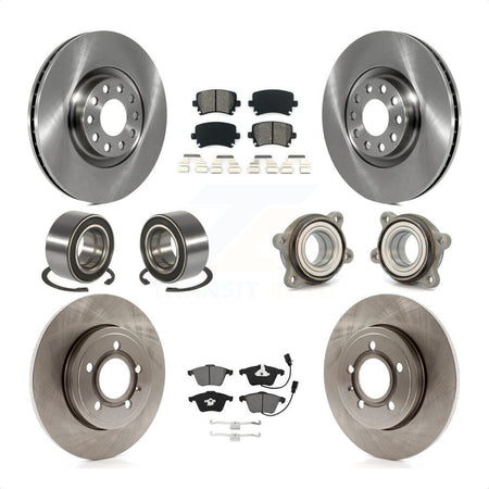 Front Rear Wheel Hub Bearings Assembly Disc Brake Rotors And Semi-Metallic Pads Shoes Kit (10Pc) For Audi A4 Quattro KBB-115243 by Transit Auto