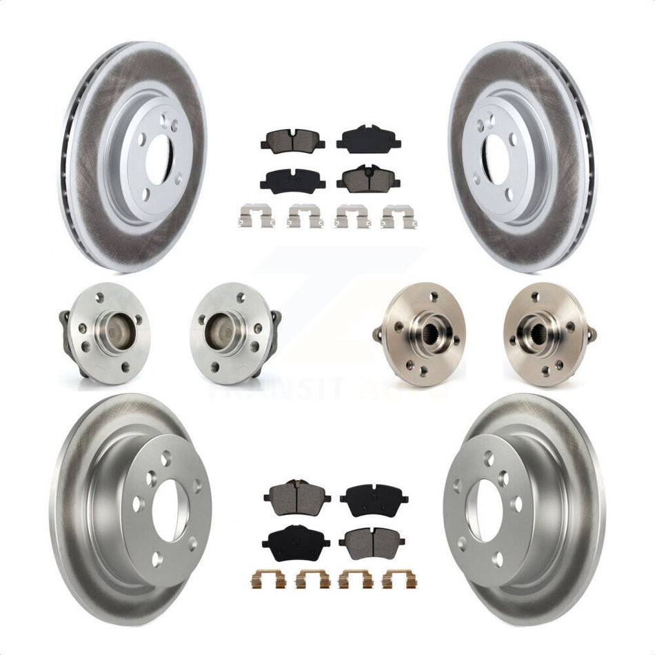 Front Rear Hub Bearings Coated Disc Brake Rotors And Semi-Metallic Pads Kit (10Pc) For 2015 Mini Cooper Convertible with 2.0L 1.5L With 294mm Diameter Rotor 4 Lug Wheels KBB-115266 by Transit Auto
