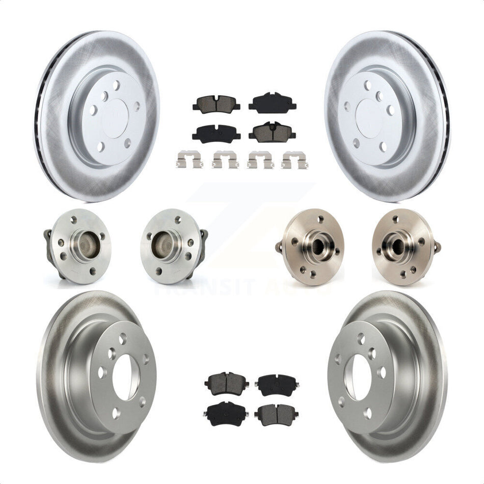 Front Rear Hub Bearings Coated Disc Brake Rotors And Semi-Metallic Pads Kit (10Pc) For 2015 Mini Cooper Convertible with 2.0L 1.5L With 294mm Diameter Rotor 5 Lug Wheels KBB-115269 by Transit Auto