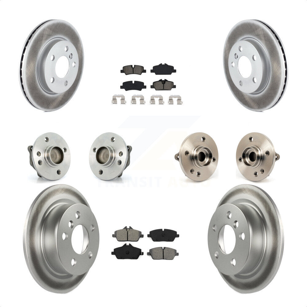 Front Rear Hub Bearings Coated Disc Brake Rotors And Semi-Metallic Pads Kit (10Pc) For 2015 Mini Cooper Convertible with 2.0L 1.5L With 5 Lug Wheels 280mm Diameter Rotor KBB-115270 by Transit Auto
