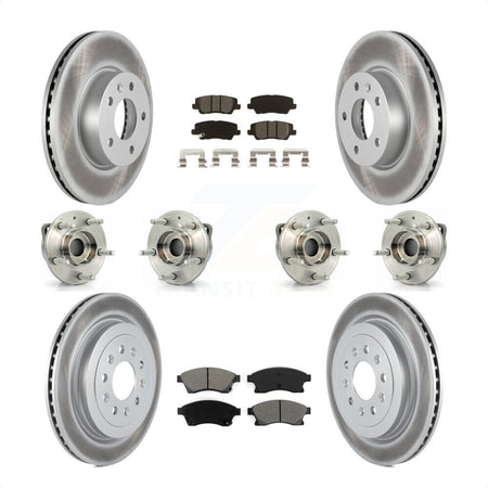Front Rear Hub Bearings Assembly Coated Disc Brake Rotors And Semi-Metallic Pads Kit (10Pc) For 2013-2015 Cadillac ATS AWD With 300mm Diameter Rotor KBB-115285 by Transit Auto