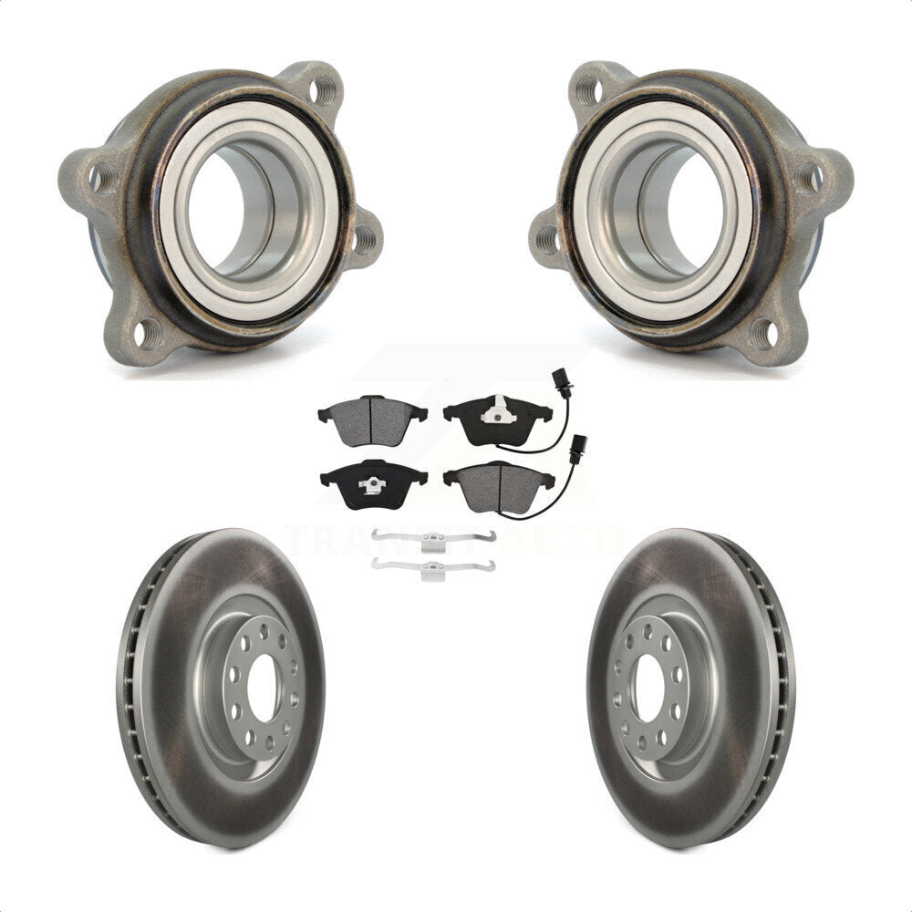 Front Hub Bearing Assembly With Coated Disc Brake Rotors And Semi-Metallic Pads Kit For Audi A4 Quattro KBB-115288 by Transit Auto