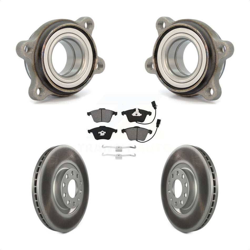 Front Hub Bearing Assembly With Coated Disc Brake Rotors And Semi-Metallic Pads Kit For Audi A4 Quattro KBB-115288 by Transit Auto