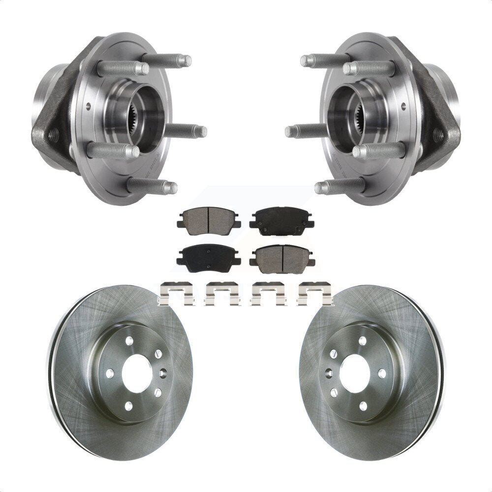 Front Hub Bearing Assembly With Disc Brake Rotors And Semi-Metallic Pads Kit For 2016-2019 Chevrolet Cruze KBB-115329 by Transit Auto