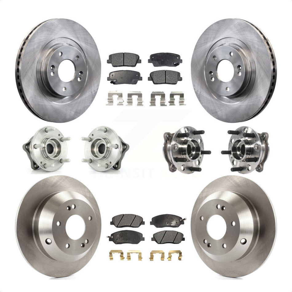 Front Rear Hub Bearings Assembly Disc Brake Rotors And Ceramic Pads Kit (10Pc) For Hyundai Santa Fe XL AWD with 3.3L KBB-115410 by Transit Auto