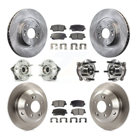 Front Rear Hub Bearings Assembly Disc Brake Rotors And Ceramic Pads Kit (10Pc) For 2015-2016 Hyundai Santa Fe Sport AWD with 2.4L 2.0L KBB-115411 by Transit Auto