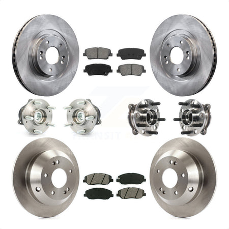 Front Rear Hub Bearings Assembly Disc Brake Rotors And Semi-Metallic Pads Kit (10Pc) For 2015-2016 Hyundai Santa Fe XL FWD with 3.3L KBB-115416 by Transit Auto