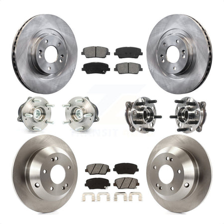 Front Rear Hub Bearings Assembly Disc Brake Rotors And Semi-Metallic Pads Kit (10Pc) For 2015-2016 Hyundai Santa Fe Sport FWD with 2.4L 2.0L KBB-115417 by Transit Auto