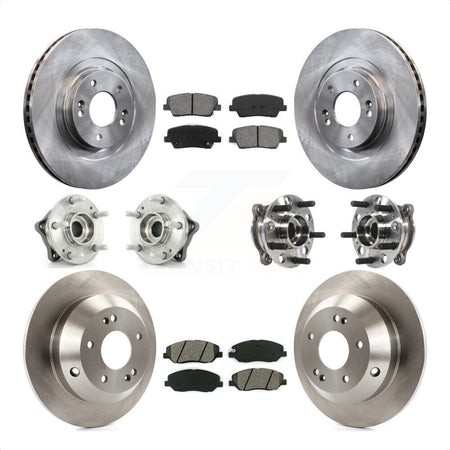 Front Rear Hub Bearings Assembly Disc Brake Rotors And Semi-Metallic Pads Kit (10Pc) For Hyundai Santa Fe XL AWD with 3.3L KBB-115425 by Transit Auto