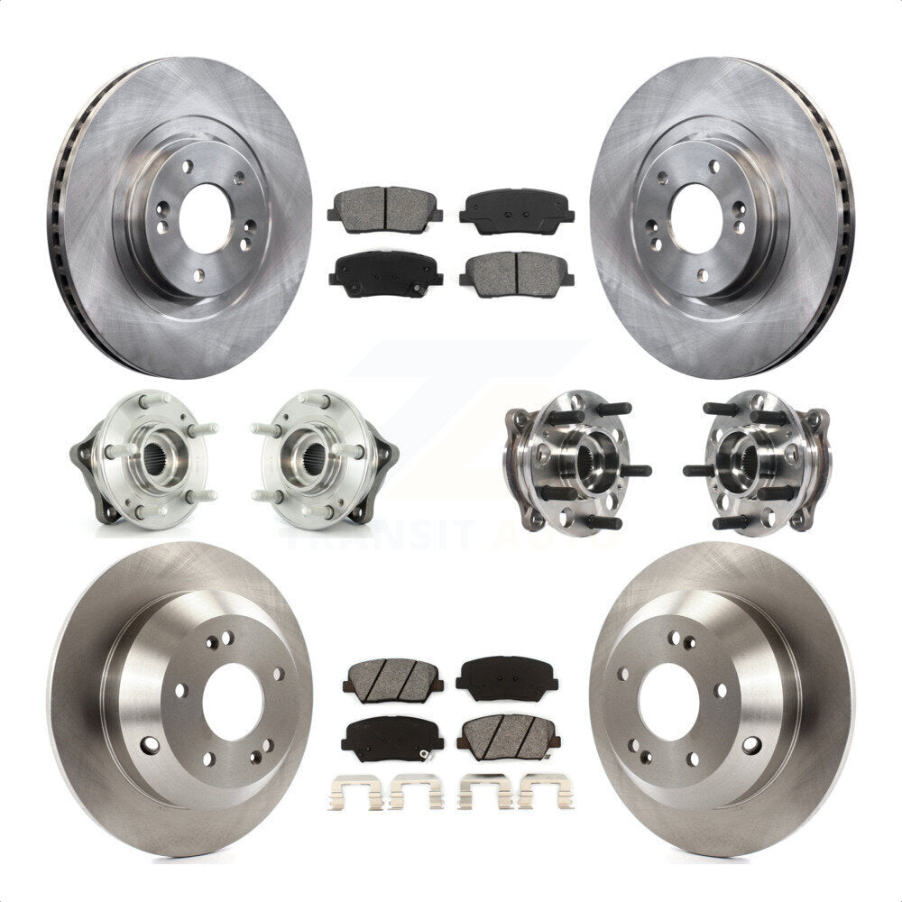 Front Rear Hub Bearings Assembly Disc Brake Rotors And Semi-Metallic Pads Kit (10Pc) For 2015-2016 Hyundai Santa Fe Sport AWD with 2.4L 2.0L KBB-115426 by Transit Auto