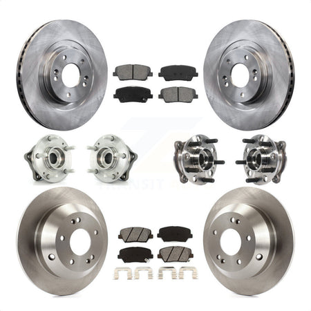 Front Rear Hub Bearings Assembly Disc Brake Rotors And Semi-Metallic Pads Kit (10Pc) For 2015-2016 Hyundai Santa Fe Sport AWD with 2.4L 2.0L KBB-115426 by Transit Auto