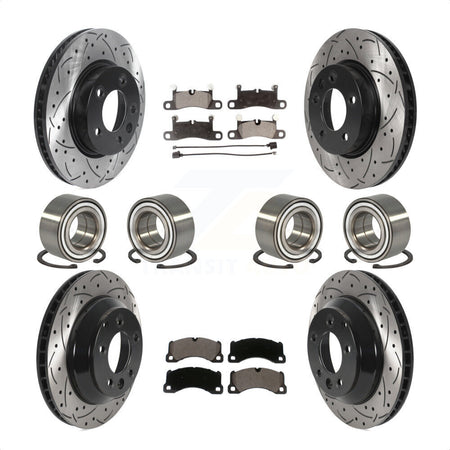 Front Rear Wheel Bearings Coated Disc Brake Rotors And Ceramic Pads Kit (10Pc) For 2016-2017 Volkswagen Touareg KBB-115679 by Transit Auto