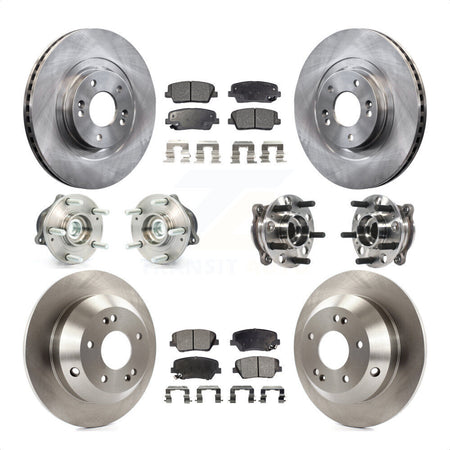 Front Rear Hub Bearings Assembly Disc Brake Rotors And Semi-Metallic Pads Kit (10Pc) For 2015-2016 Hyundai Santa Fe Sport FWD with 2.4L 2.0L KBB-115707 by Transit Auto