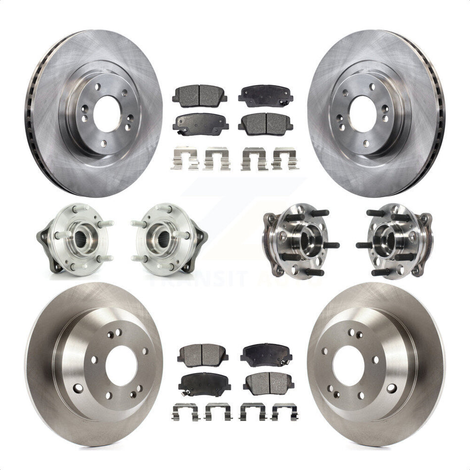 Front Rear Hub Bearings Assembly Disc Brake Rotors And Semi-Metallic Pads Kit (10Pc) For 2015-2016 Hyundai Santa Fe Sport AWD with 2.4L 2.0L KBB-115715 by Transit Auto