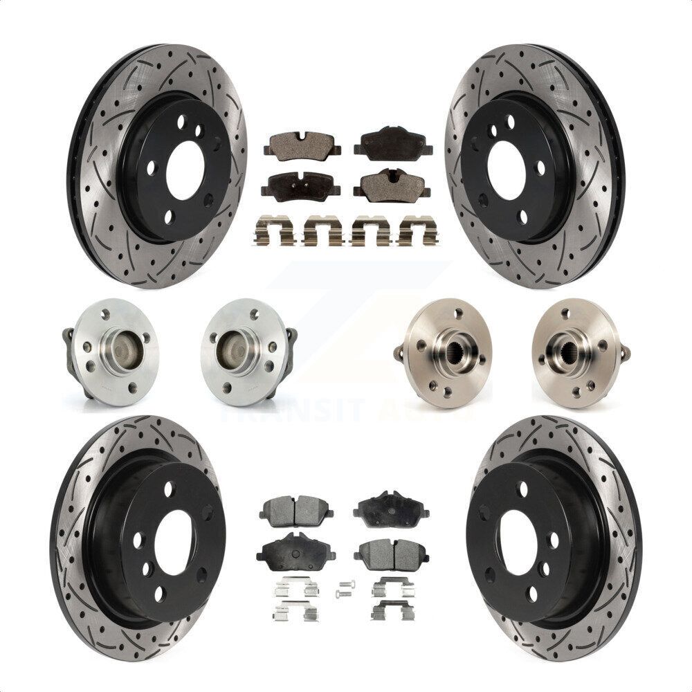 Front Rear Hub Bearings Coated Disc Brake Rotors And Semi-Metallic Pads Kit (10Pc) For 2015 Mini Cooper Convertible with 2.0L 1.5L With 5 Lug Wheels 280mm Diameter Rotor KBB-115742 by Transit Auto