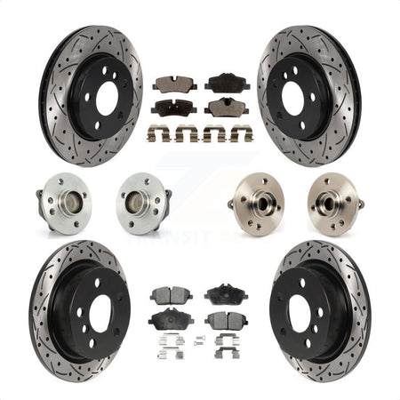 Front Rear Hub Bearings Coated Disc Brake Rotors And Semi-Metallic Pads Kit (10Pc) For 2015 Mini Cooper Convertible with 2.0L 1.5L With 5 Lug Wheels 280mm Diameter Rotor KBB-115742 by Transit Auto