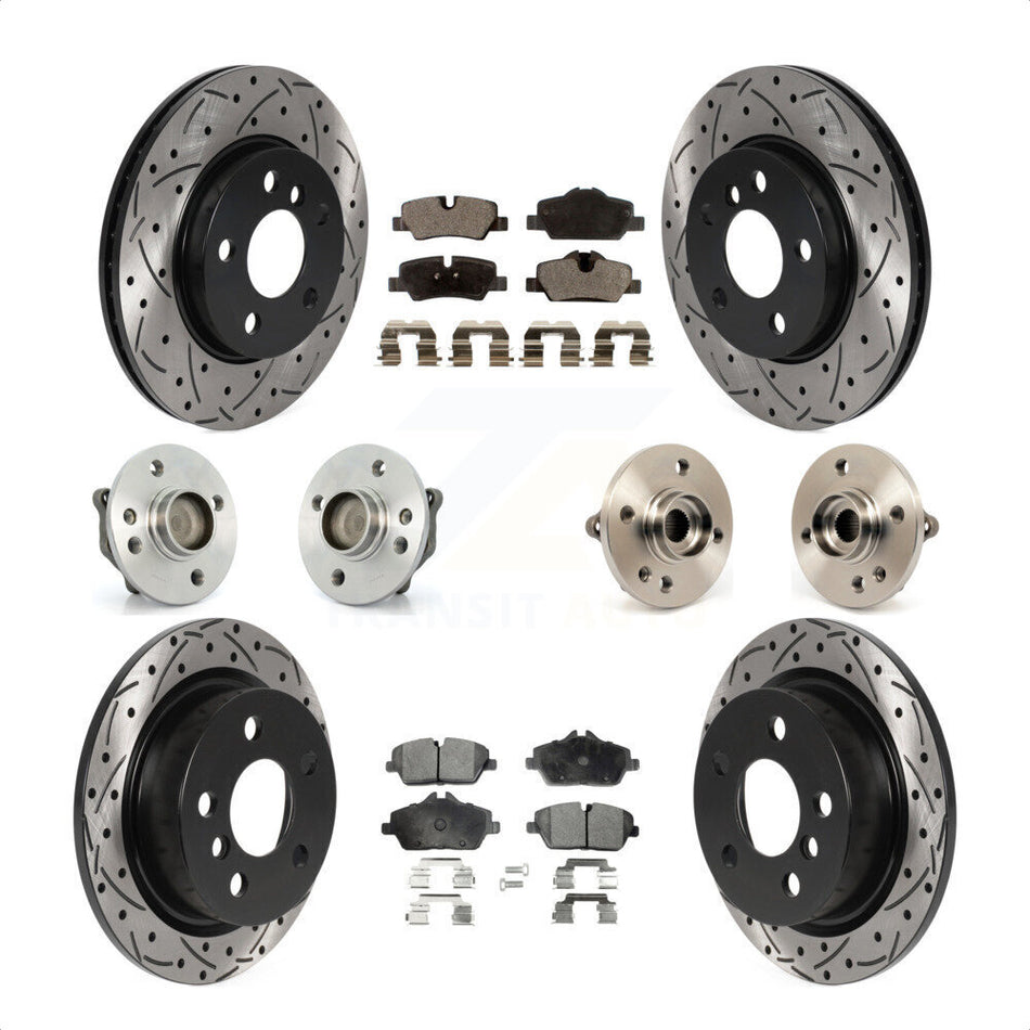 Front Rear Hub Bearings Coated Disc Brake Rotors And Semi-Metallic Pads Kit (10Pc) For 2015 Mini Cooper Convertible with 2.0L 1.5L With 5 Lug Wheels 280mm Diameter Rotor KBB-115742 by Transit Auto