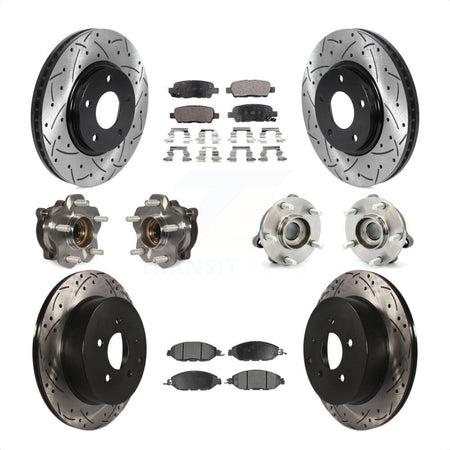 Front Rear Hub Bearings Assembly Coated Disc Brake Rotors And Semi-Metallic Pads Kit (10Pc) For 2016 Nissan Pathfinder 4WD From 11 15 KBB-115743 by Transit Auto