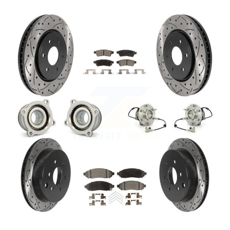 Front Rear Hub Bearings Assembly Coated Disc Brake Rotors And Semi-Metallic Pads Kit (10Pc) For Nissan Frontier Xterra Suzuki Equator KBB-115773 by Transit Auto