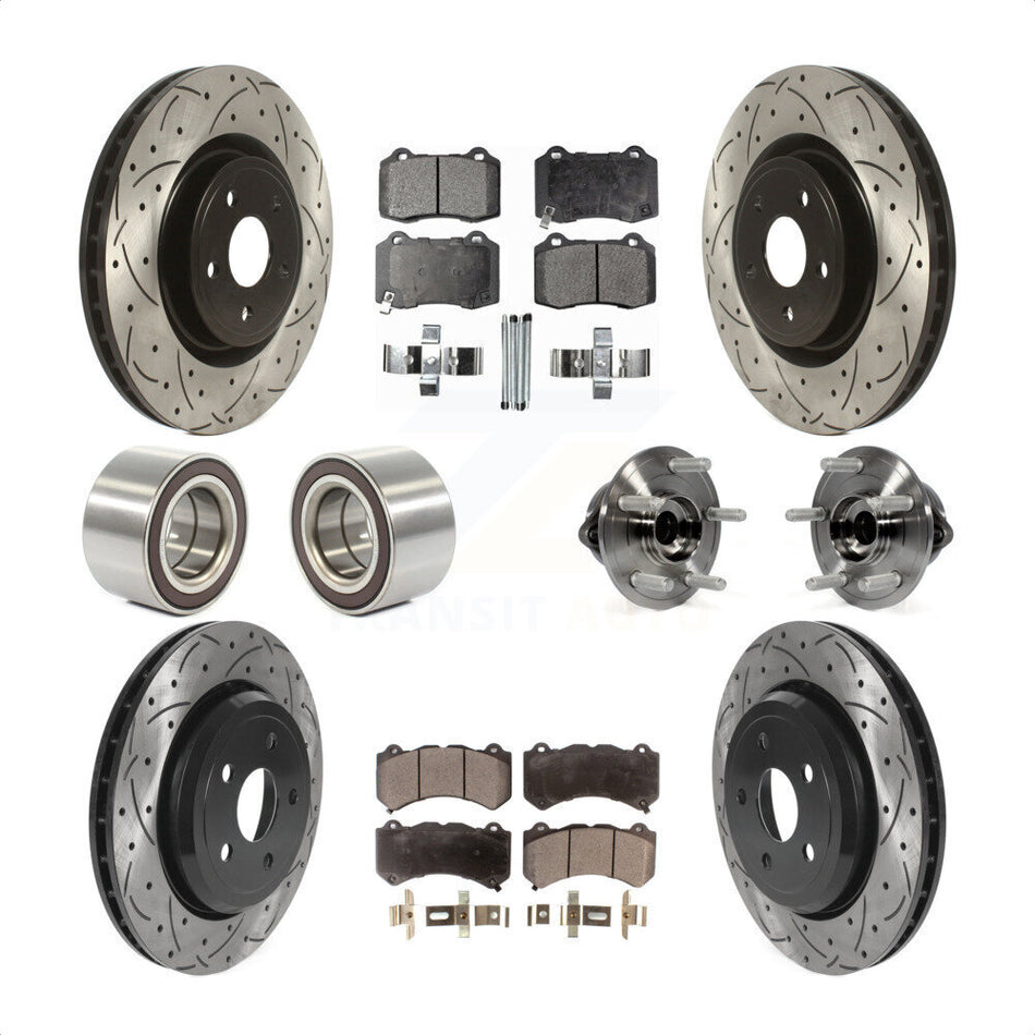 Front Rear Wheel Hub Bearings Assembly Coated Disc Brake Rotors And Semi-Metallic Pads Shoes Kit (10Pc) For Jeep Grand Cherokee Dodge Durango KBB-115821 by Transit Auto