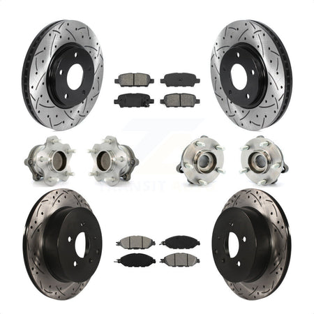 Front Rear Hub Bearings Assembly Coated Disc Brake Rotors And Semi-Metallic Pads Kit (10Pc) For 2016 Nissan Pathfinder FWD From 11 15 KBB-115841 by Transit Auto