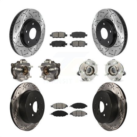 Front Rear Hub Bearings Assembly Coated Disc Brake Rotors And Semi-Metallic Pads Kit (10Pc) For 2016 Nissan Pathfinder 4WD From 11 15 KBB-115859 by Transit Auto