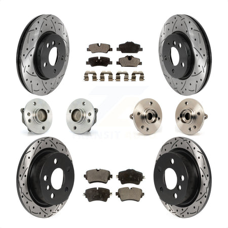 Front Rear Hub Bearing Assembly Coated Disc Brake Rotor And Ceramic Pad Kit (10Pc) For 2015 Mini Cooper Convertible with 2.0L 1.5L With 294mm Diameter 5 Lug Wheels KBB-115963 by Transit Auto