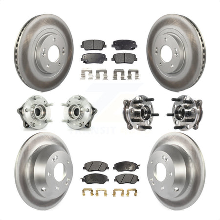Front Rear Hub Bearings Assembly Coated Disc Brake Rotors And Ceramic Pads Kit (10Pc) For Hyundai Santa Fe XL AWD with 3.3L KBB-116128 by Transit Auto