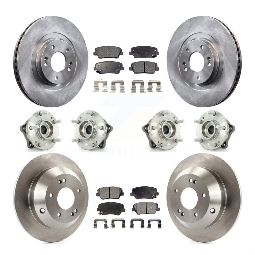 Front Rear Hub Bearings Assembly Disc Brake Rotors And Ceramic Pads Kit (10Pc) For 2013-2014 Hyundai Santa Fe Sport AWD with 2.4L 2.0L KBB-116218 by Transit Auto