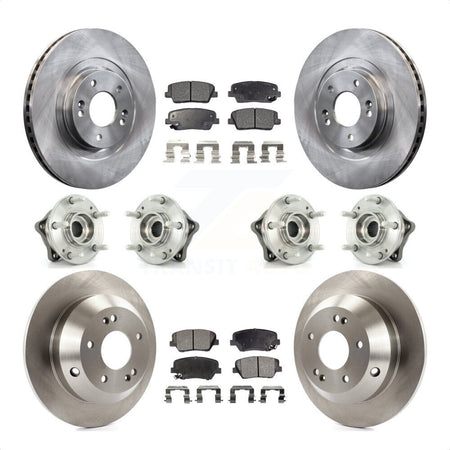 Front Rear Hub Bearings Assembly Disc Brake Rotors And Ceramic Pads Kit (10Pc) For 2013-2014 Hyundai Santa Fe Sport AWD with 2.4L 2.0L KBB-116218 by Transit Auto