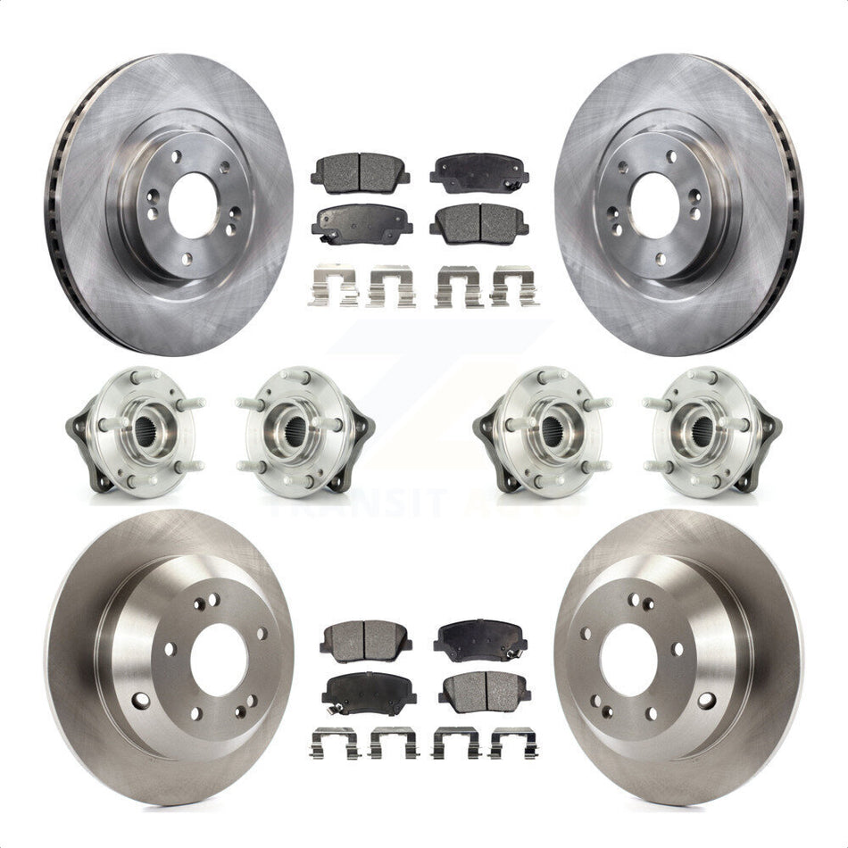 Front Rear Hub Bearings Assembly Disc Brake Rotors And Ceramic Pads Kit (10Pc) For 2013-2014 Hyundai Santa Fe Sport AWD with 2.4L 2.0L KBB-116218 by Transit Auto