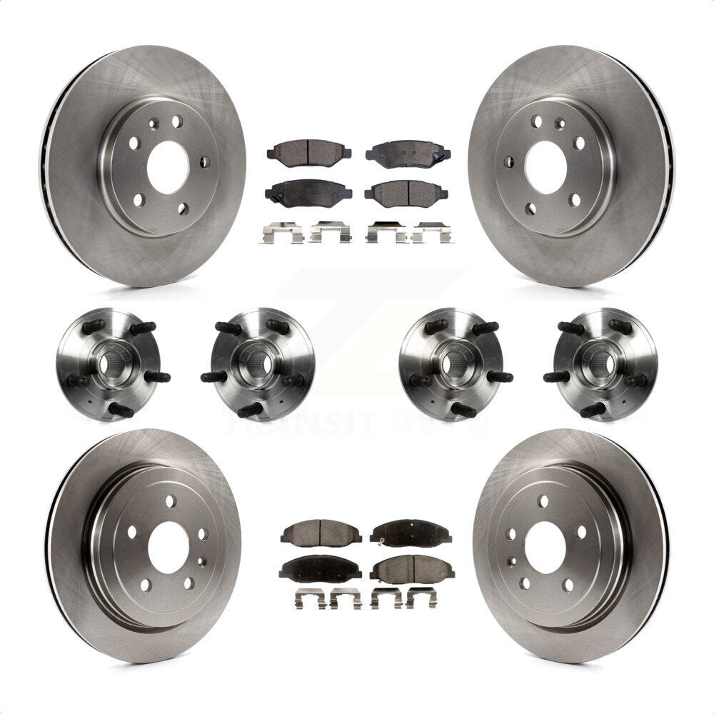 Front Rear Hub Bearings Assembly Disc Brake Rotors And Ceramic Pads Kit (10Pc) For 2012-2013 Cadillac CTS V With 315mm Diameter Rotor KBB-116248 by Transit Auto
