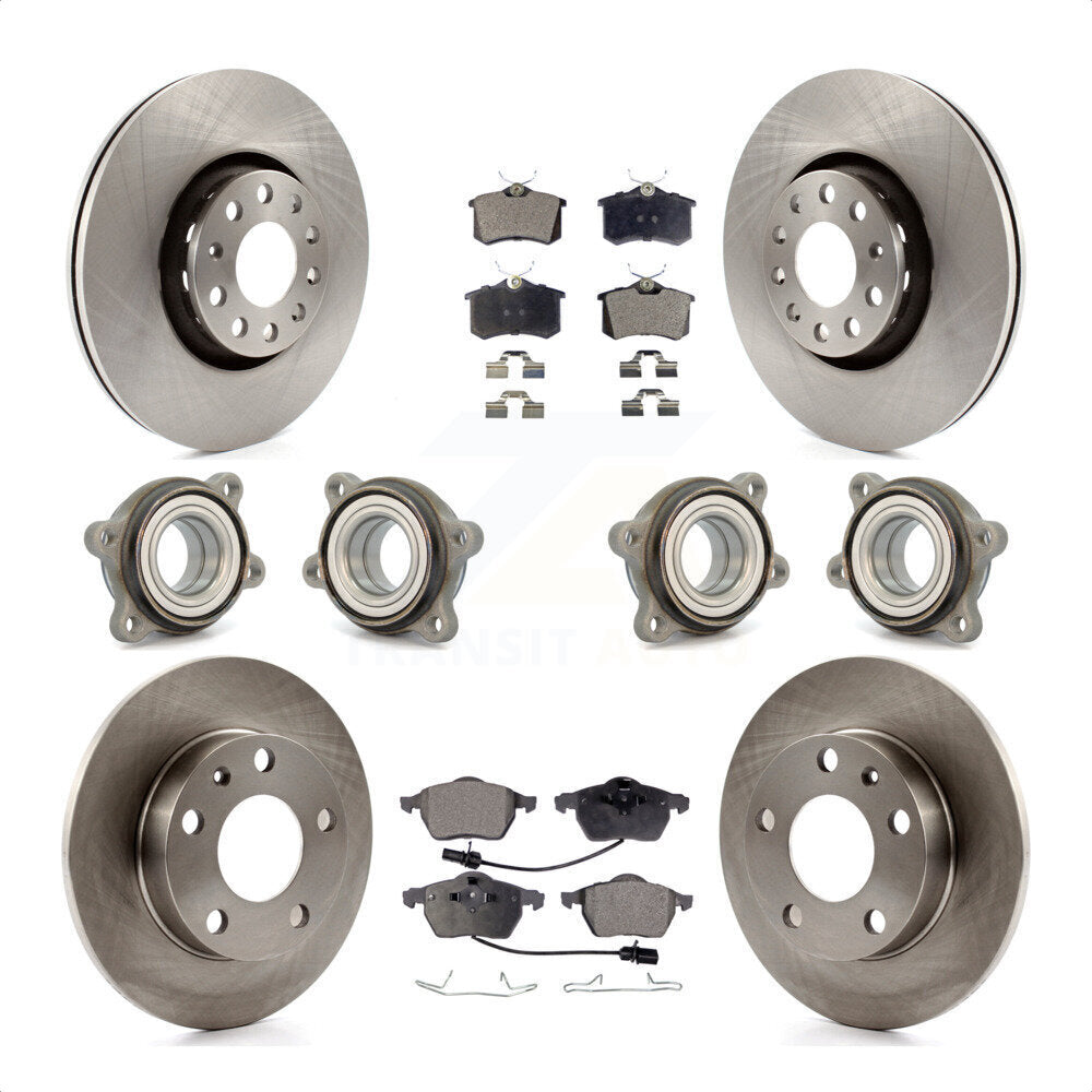 Front Rear Hub Bearings Assembly Disc Brake Rotors And Ceramic Pads Kit (10Pc) For 2002 Audi S4 KBB-116282 by Transit Auto
