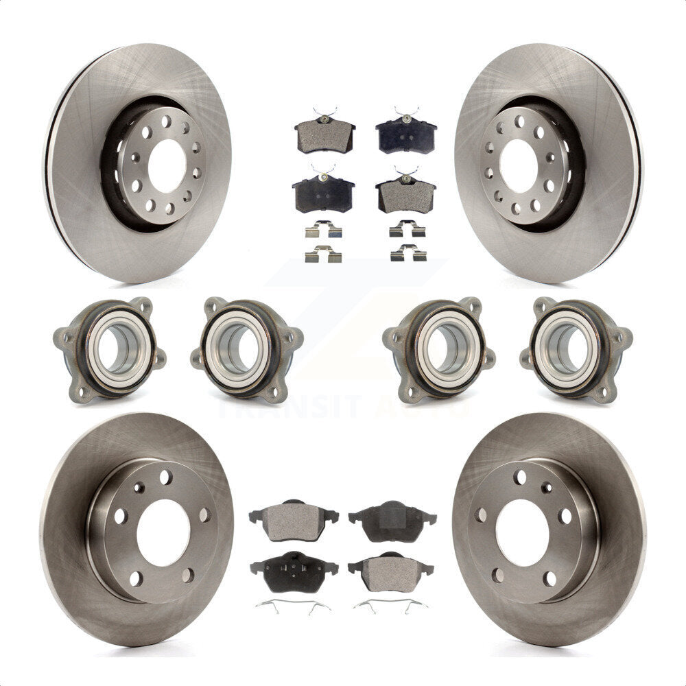 Front Rear Hub Bearings Assembly Disc Brake Rotors And Ceramic Pads Kit (10Pc) For 2002 Audi S4 KBB-116283 by Transit Auto