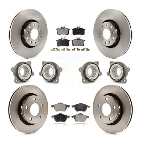 Front Rear Hub Bearings Assembly Disc Brake Rotors And Ceramic Pads Kit (10Pc) For 2002 Audi S6 With 312mm Diameter Rotor KBB-116285 by Transit Auto