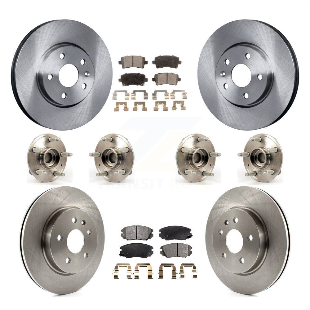 Front Rear Hub Bearings Assembly Disc Brake Rotors And Ceramic Pads Kit (10Pc) For 2018-2019 Chevrolet Impala KBB-116310 by Transit Auto