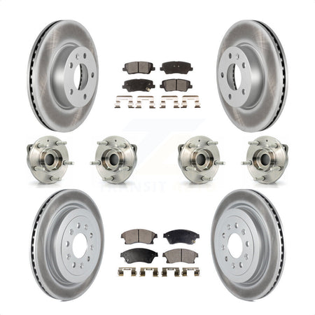 Front Rear Hub Bearings Assembly Coated Disc Brake Rotors And Semi-Metallic Pads Kit (10Pc) For 2013-2015 Cadillac ATS AWD With 300mm Diameter Rotor KBB-116348 by Transit Auto