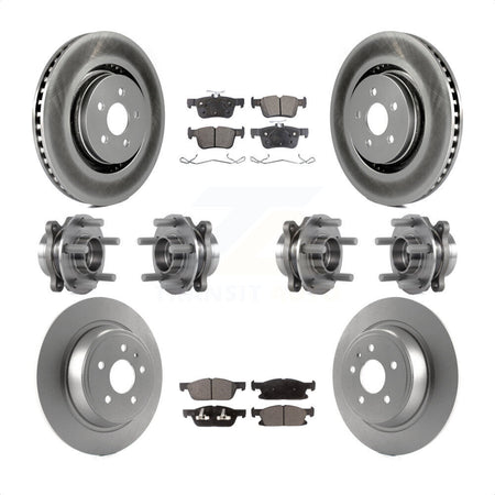 Front Rear Hub Bearings Assembly Coated Disc Brake Rotors And Semi-Metallic Pads Kit (10Pc) For 2017 Lincoln MKX AWD With 14mm Wheel Lugs KBB-116383 by Transit Auto